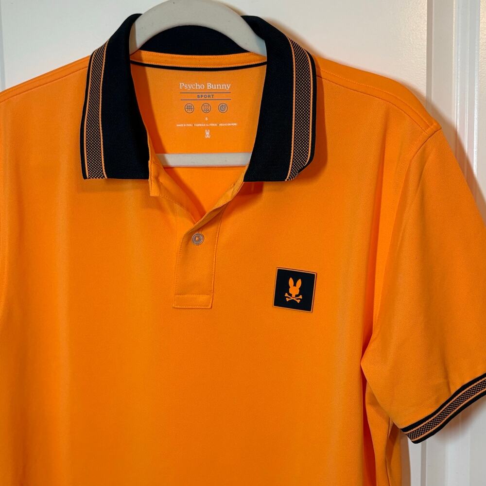Psycho Bunny Sport Polo Shirt Men’s Medium Orange Performance Golf Logo Peru - Picture 5 of 11